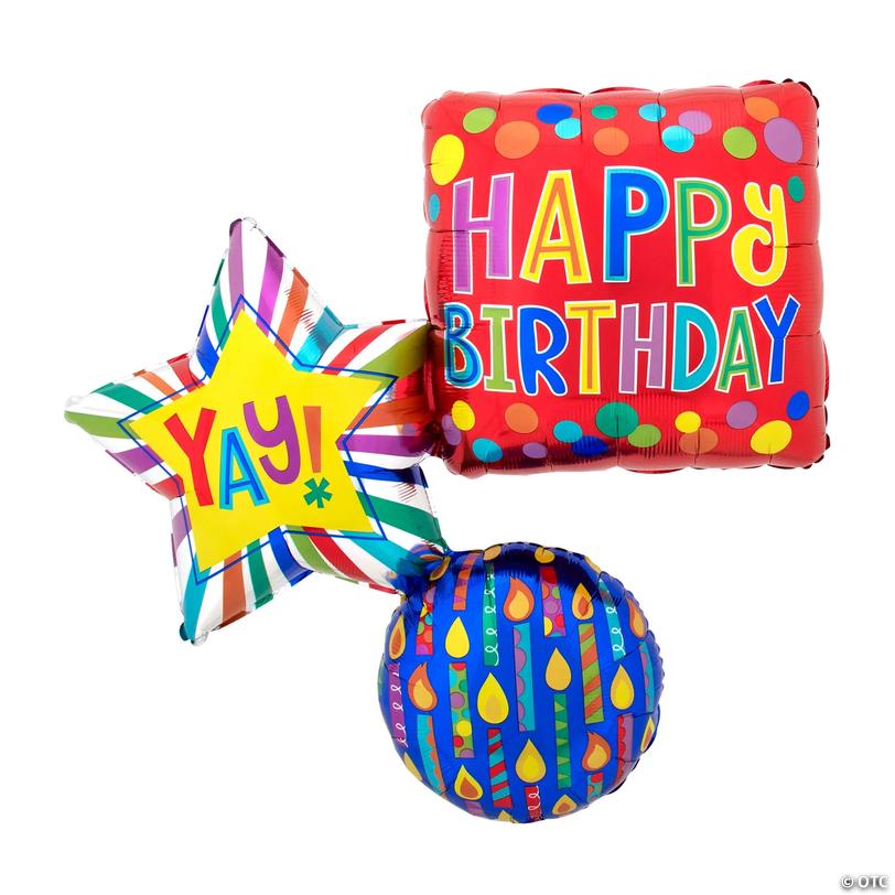 Stacked Birthday Shapes 34" Mylar Balloon Image