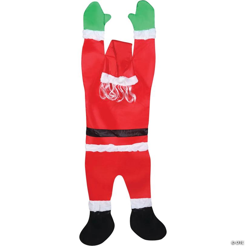 Santa Hanging from Gutter Christmas Decoration Image