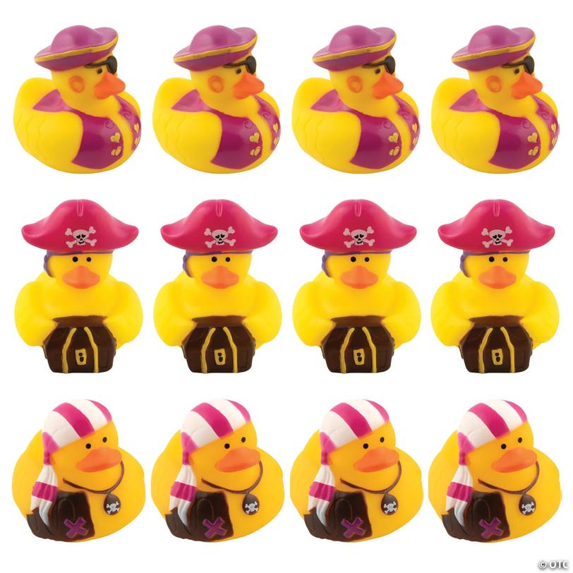 2" Pink &amp; Purple Pirate Rubber Ducks - 12 Pc. Image