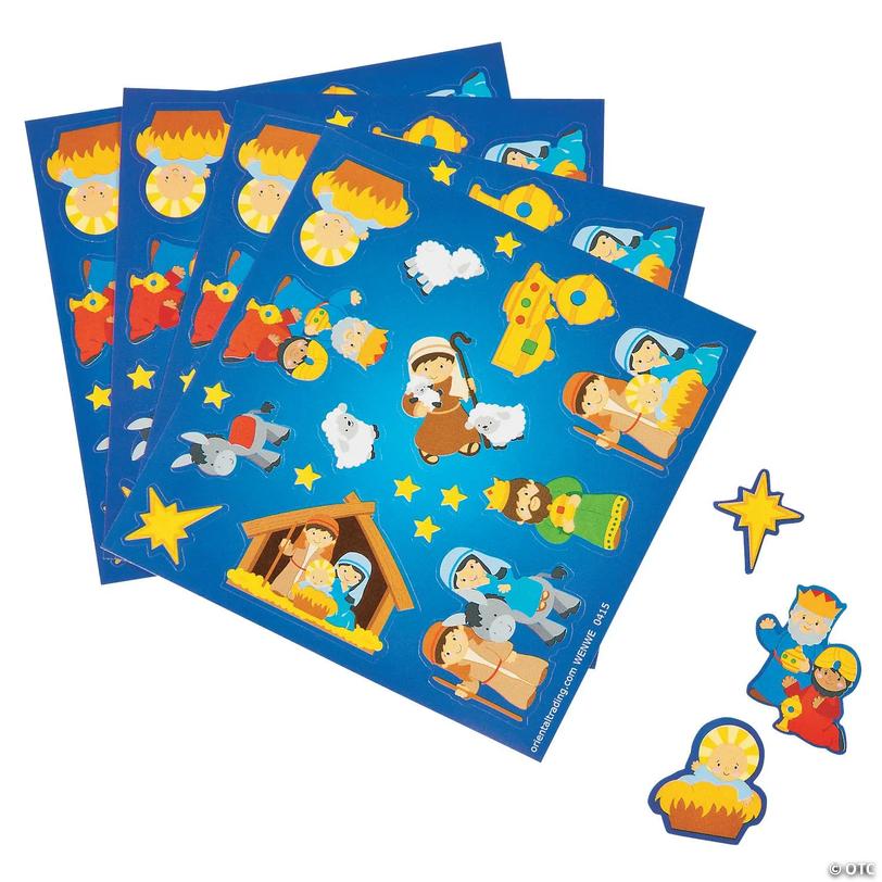 Bulk Nativity Scene Religious Sticker Sheets - 50 pc Image