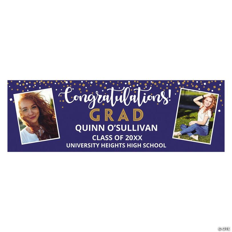 90" x 29" Custom Photo Graduation Congratulations Grad Banner - Large Image