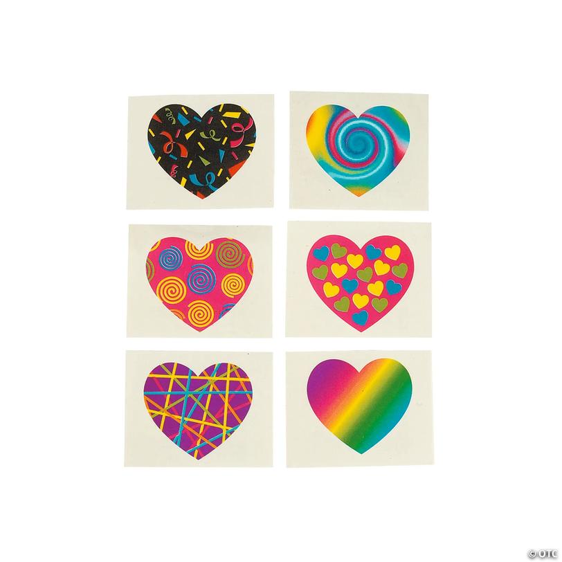 Bulk 72 Pc. Funky Heart Temporary Tattoos Image