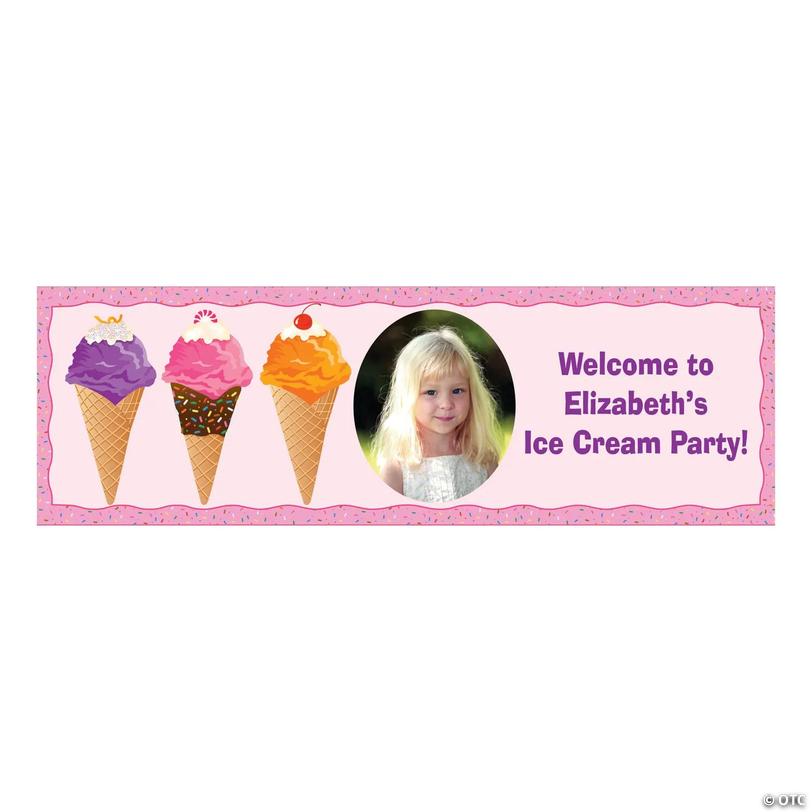 72" x 23" Ice Cream Party Photo Custom Banner - Medium Image
