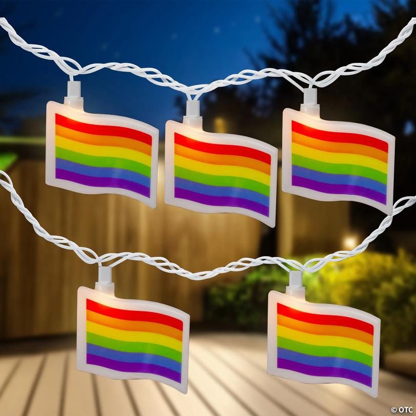 10-Count Clear Pride Flag Novelty String Light Set 7.5ft White Wire ...