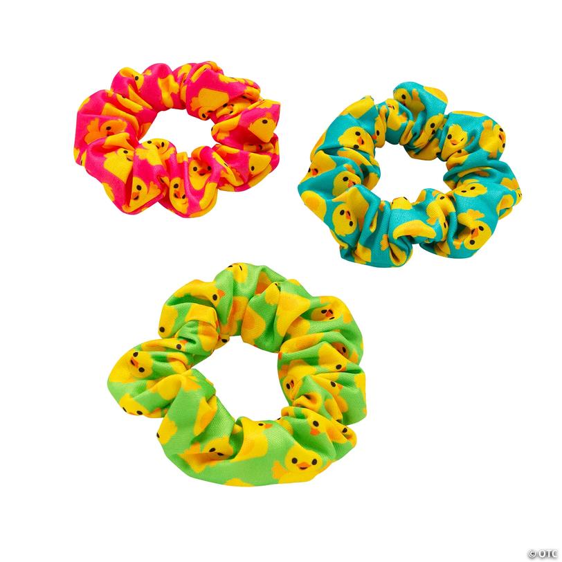 Pink, Blue &amp; Green Lucky Duck Scrunchies - 12 pc Image