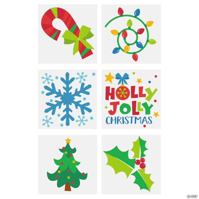 Bulk Christmas Glitter Temporary Tattoos - 72 pc Image