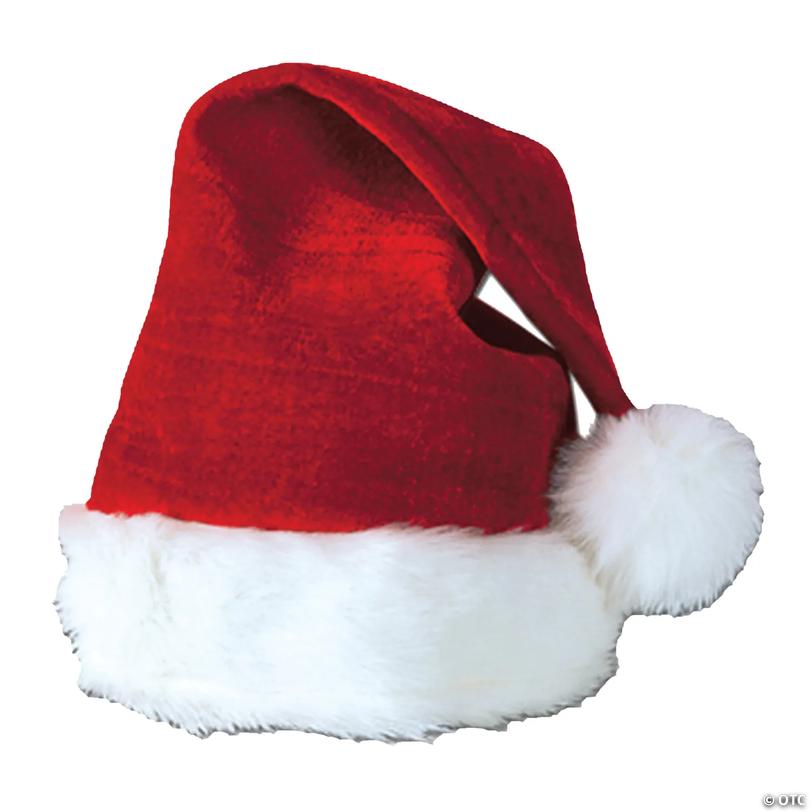 Adults Velvet with Plush Trim Santa Hat - One Size Image