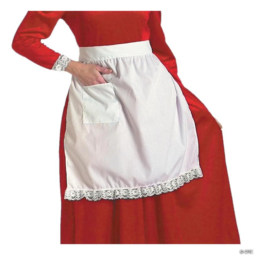 White Mrs. Claus Cotton Apron for Women Image
