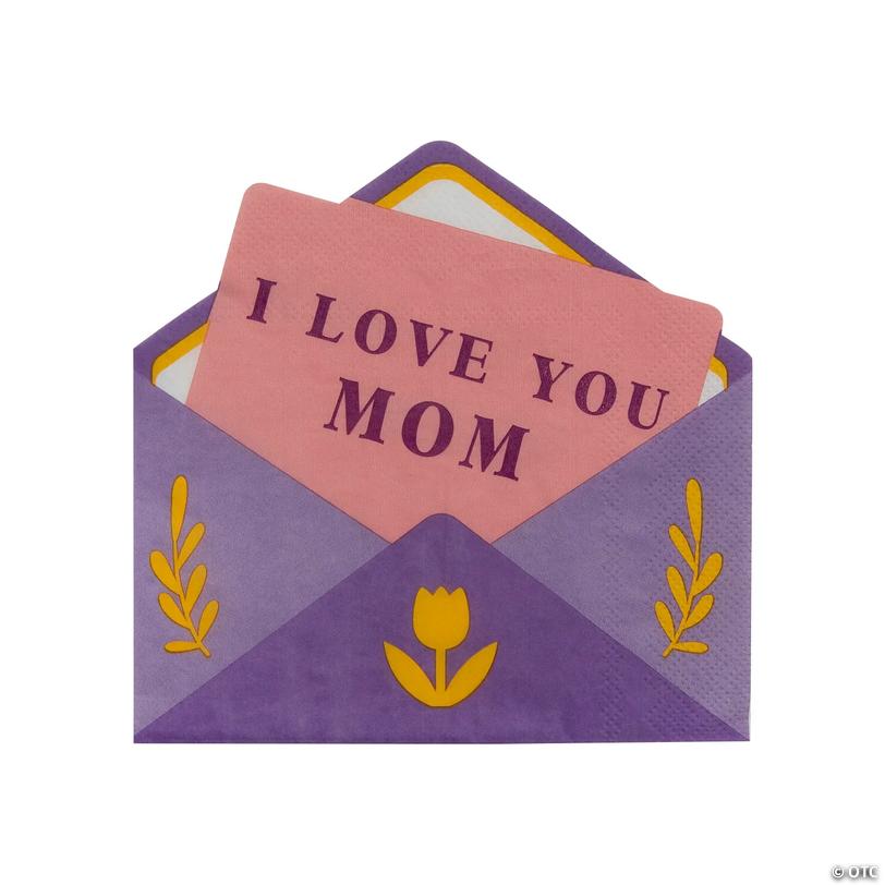 Bright Mother&amp;#8217;s Day Card-Shaped Luncheon Napkins - 16 Pc. Image