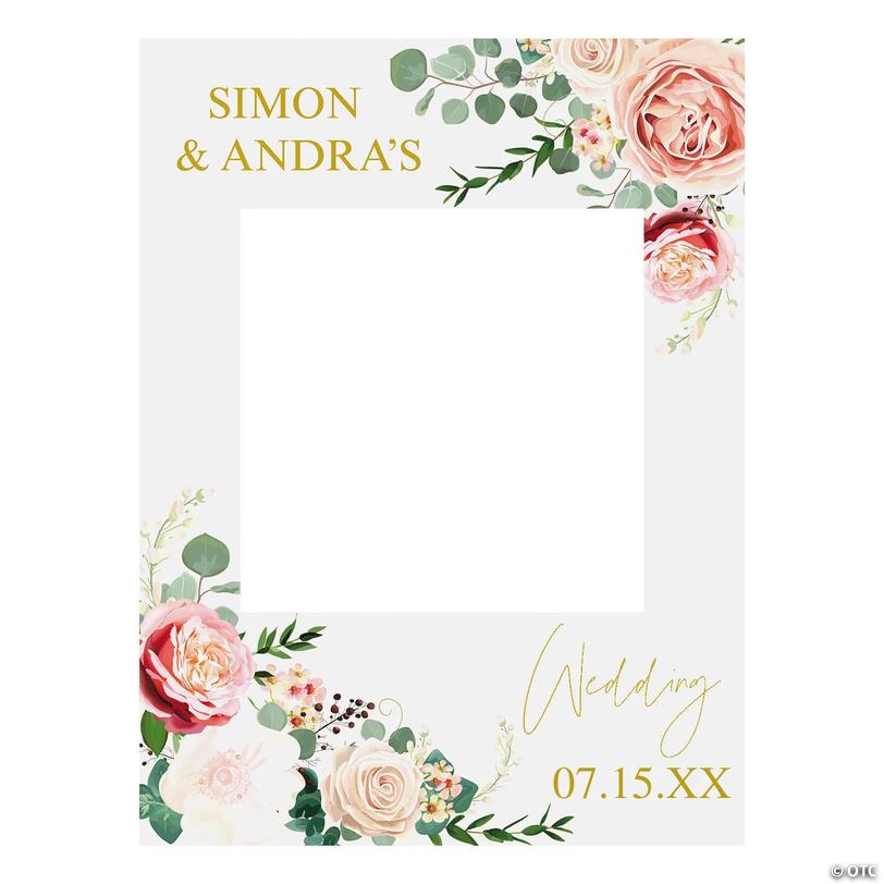 Personalized Wedding Floral Photo Booth Frame Image