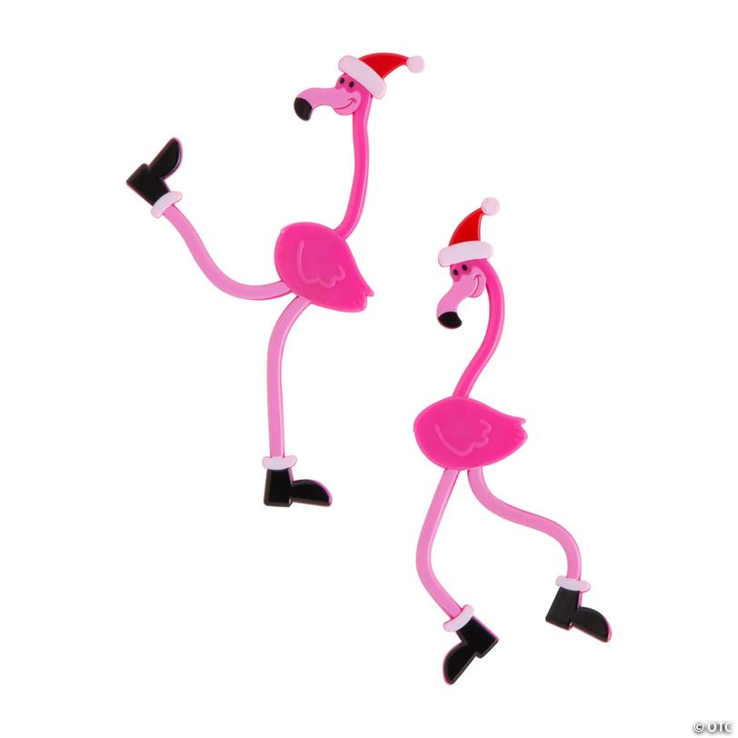 Christmas Flamingo in Santa Hat Bendables - 24 pc Image