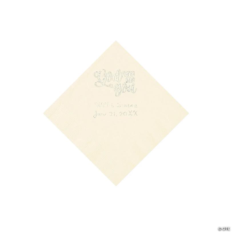 5" Bulk 50 Ct. Personalized God Gave Me You Ivory Beverage Napkins with Silver Foil Image