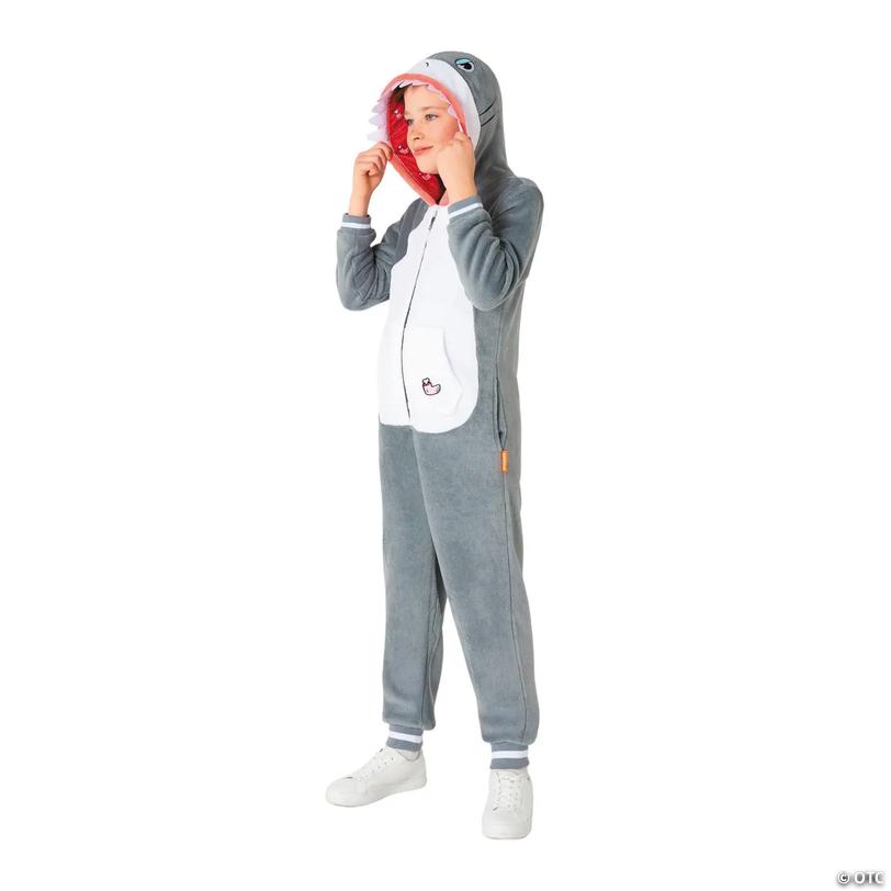 Kids Shark Hooded Onesie Costume - Extra Large 14-16 Image