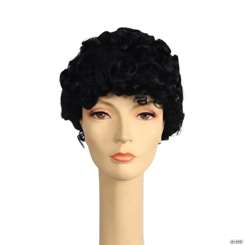 Deluxe Gibson Girl Upswept Bun with Curls Wig - Black 1 Image