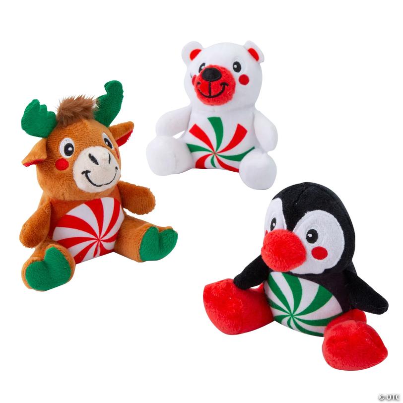 Mini Peppermint Candy Christmas Stuffed Animals - 12 pc Image