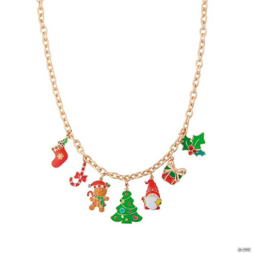 Christmas Tree &amp; Holiday Icons Metal Charm Necklace Image