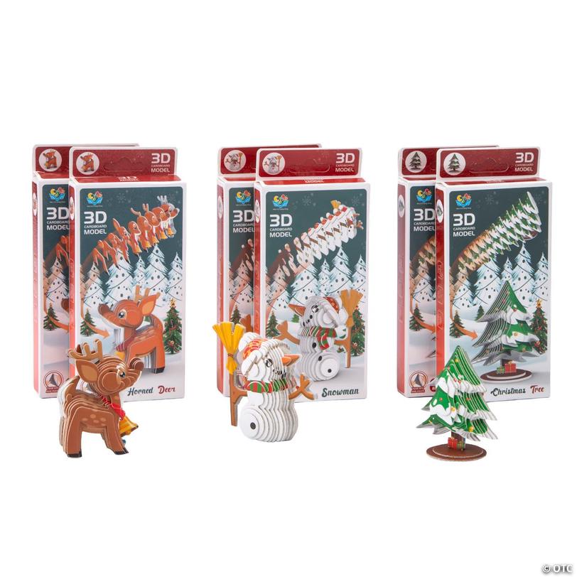 3D Christmas Character &amp; Icon Puzzle Set - 6 pc Image