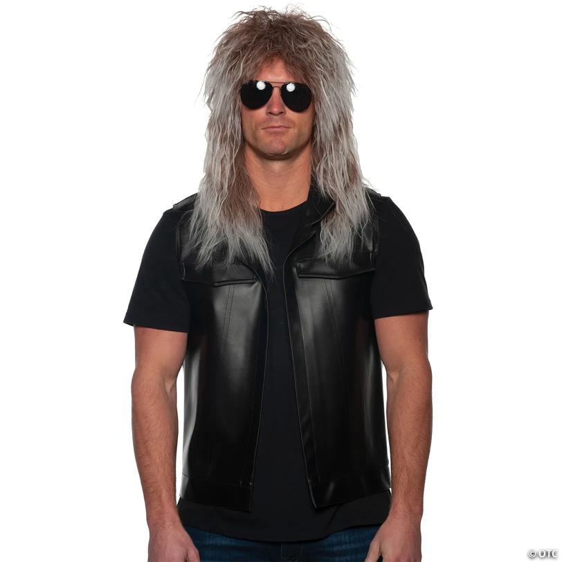 Adults Brown &amp; Grey Rocker Wig Image