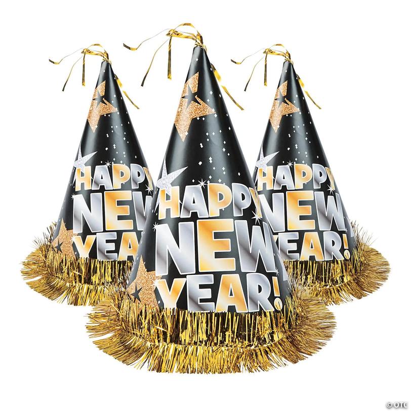 Happy New Year Cardstock Cone Hats - 12 pc Image