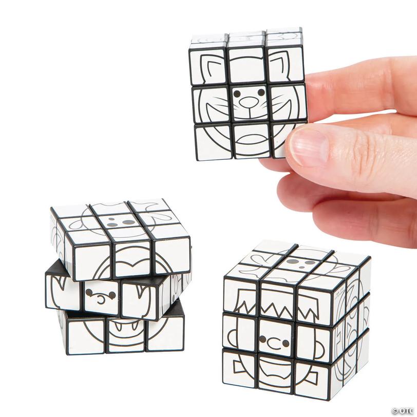 Mini Color Your Own Halloween Puzzle Cubes - 12 pc Image