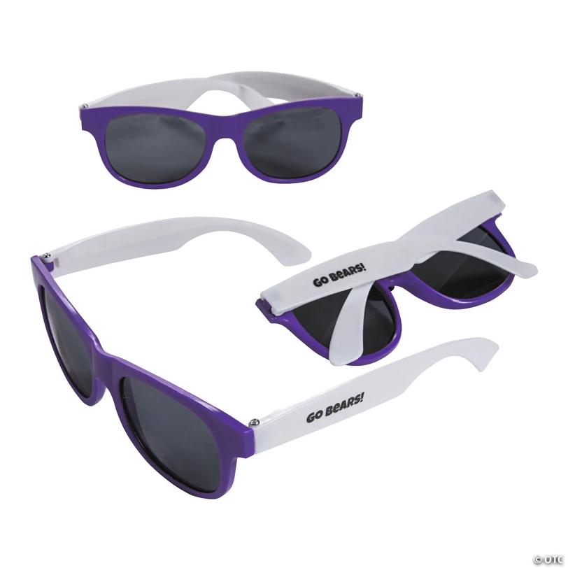 Bulk 48 Pc. Personalized Purple &amp; White Two-Tone Sunglasses Image
