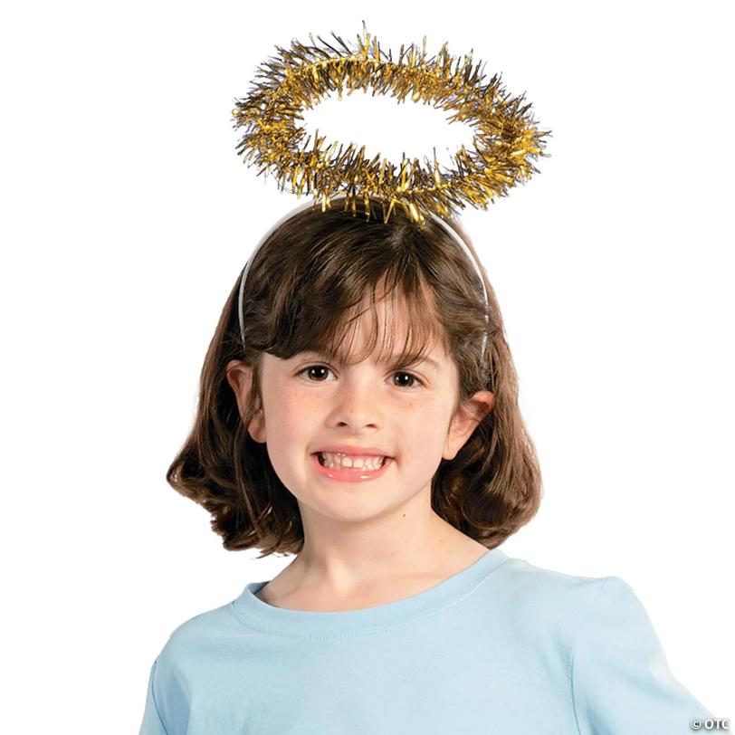 Gold Tinsel Nativity Angel Halo Headbands - 12 pc Image
