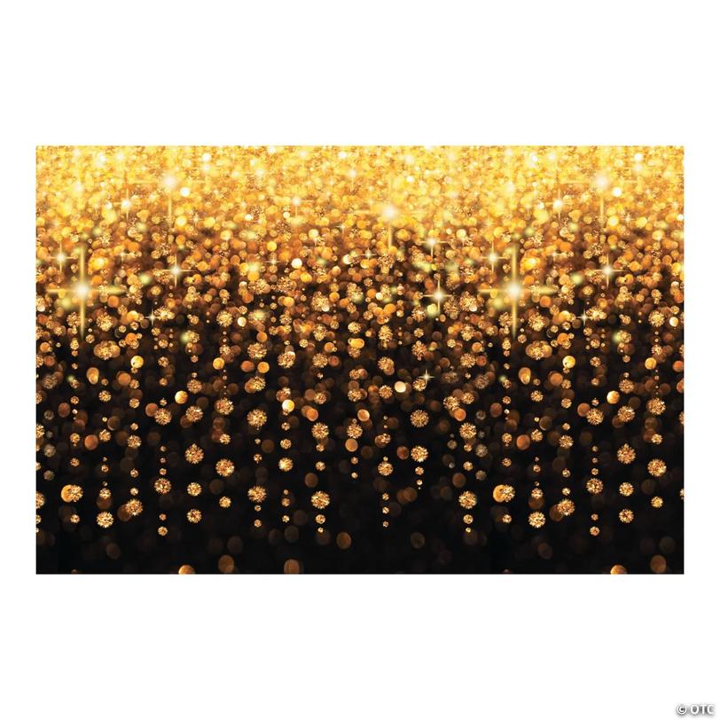 Celebration Lights Black &amp; Gold Plastic Backdrop - 3 pc Image