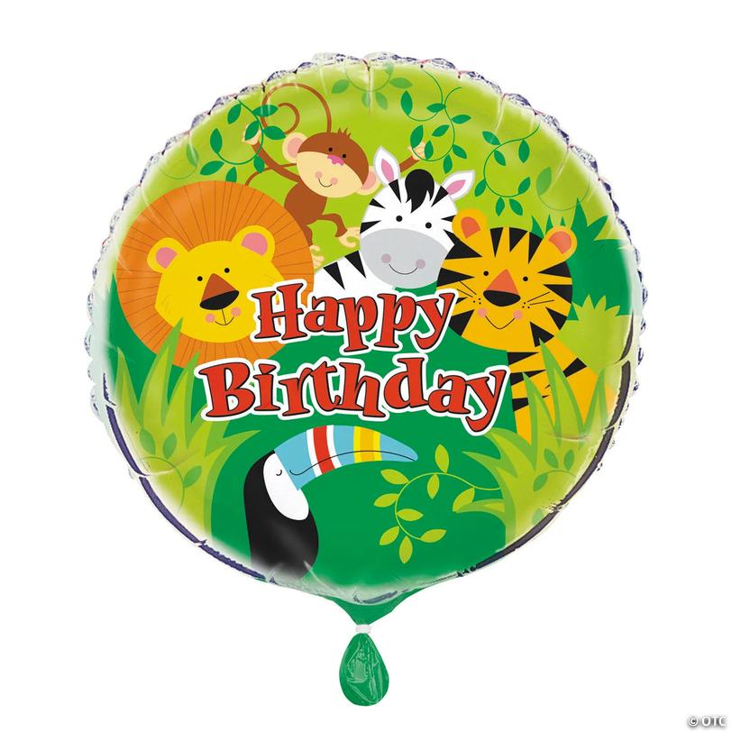 Jungle Animals Happy Birthday 18&amp;#8221; Mylar Balloon Image
