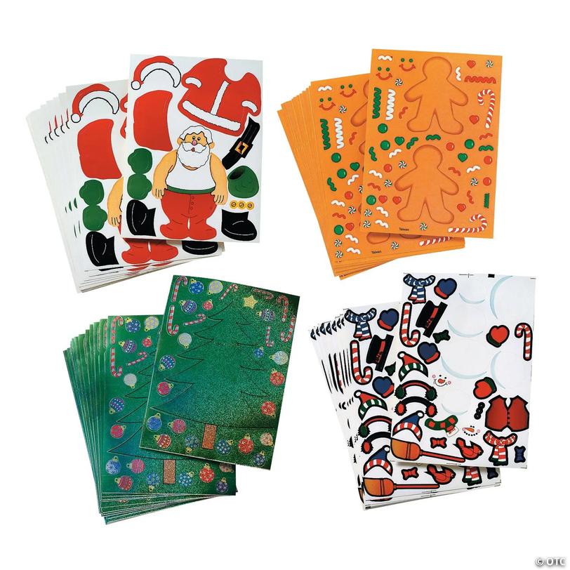 Bulk Make-a-Character Holiday Sticker Sheets - 96 pc Image