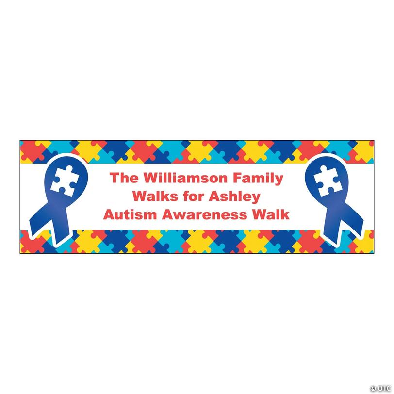 52" x 17" Autism Awareness Ribbon Custom Banner - Small Image