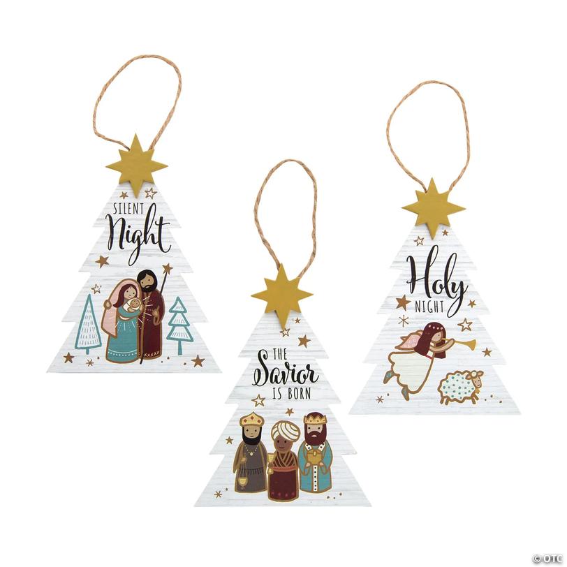 Rustic Wood Nativity Character Christmas Ornaments - 12 pc Image