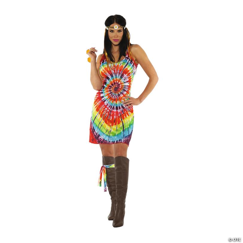 Women's Tie Dye Mini Dress Costume - Extra Large Image