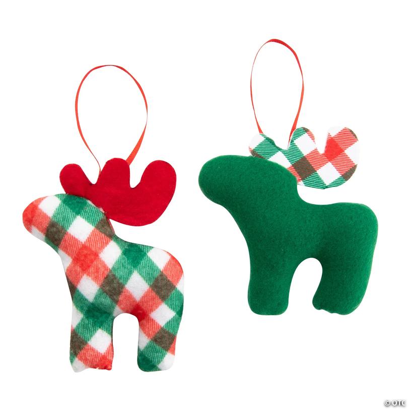 3" x 3 1/4" Patchwork Stuffed Reindeer Christmas Ornaments &amp;#8211; 6 Pc. Image