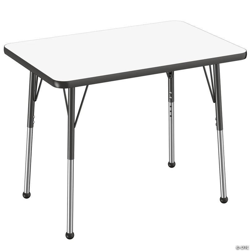 24" Proper 36" Rectangle Dry-Erase Activity Table with Adjustable Standard Ball Glide Legs - White/Black Image