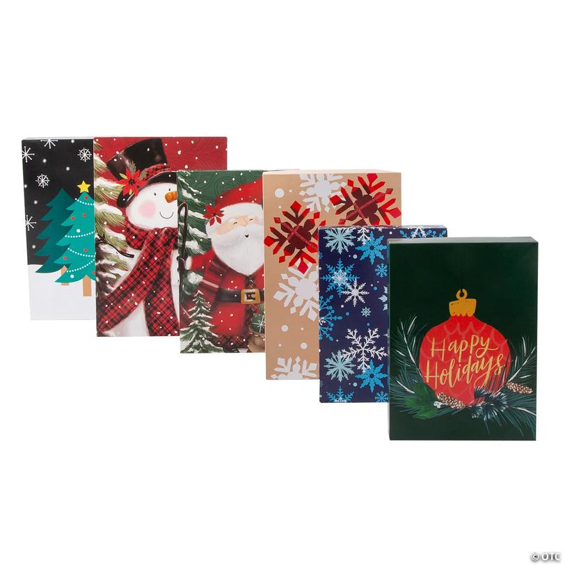 Holiday Print Foldable Gift Box Assortment - 6 pc Image