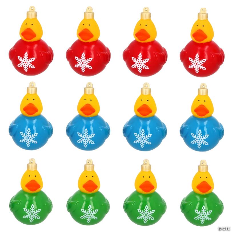 Patterned Christmas Ornament Rubber Ducks - 12 pc Image