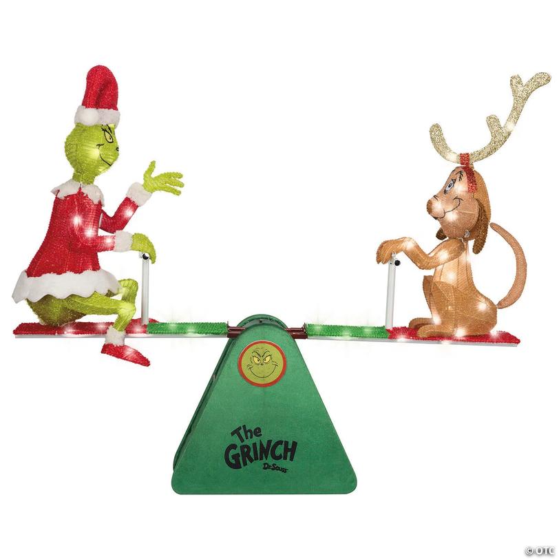 Dr. Seuss&amp;#8482; Grinch &amp; Max Teeter-Totter Outdoor Decoration - 3 ft Image