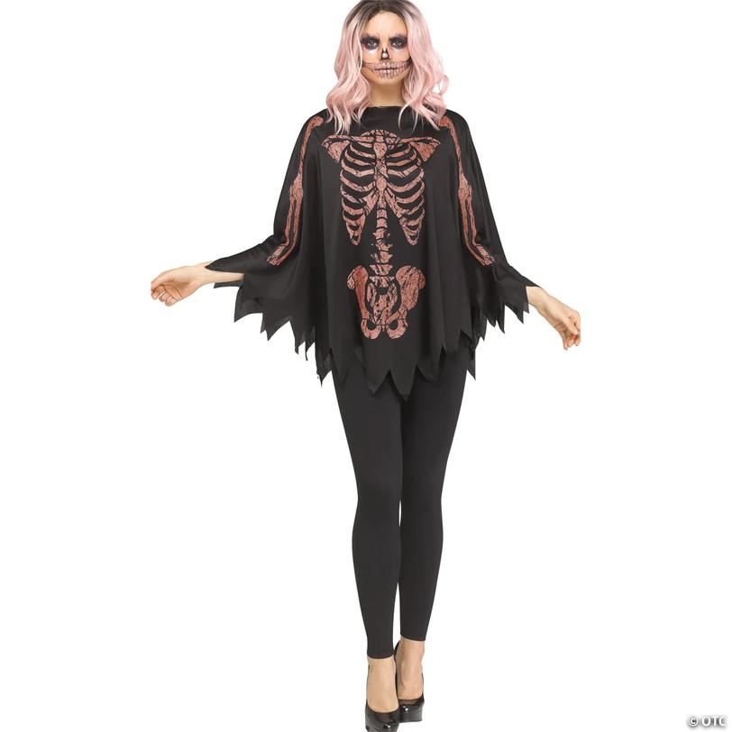 Poncho Rose Gold/Glitter Skeleton Image