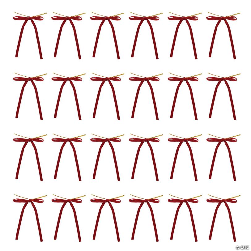 Red Velvet Bow Ribbon Polyester Ornaments - 24 pc Image