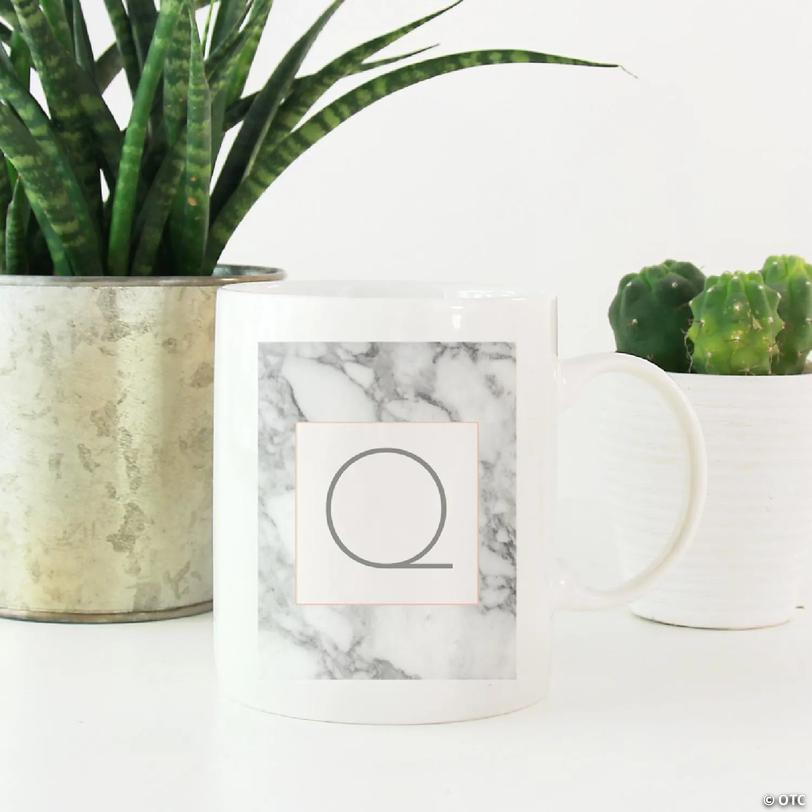 Modern Gray Marble Letter Q mug | Oriental Trading