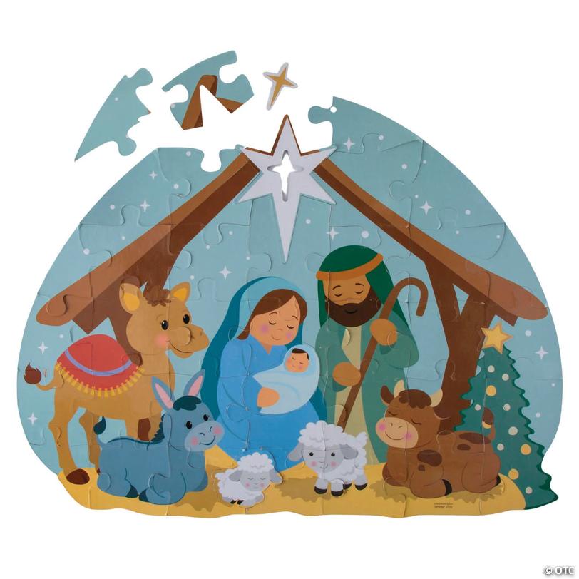 Nativity Scene Religious Christmas Floor Jigsaw Puzzle - 40 pc Image
