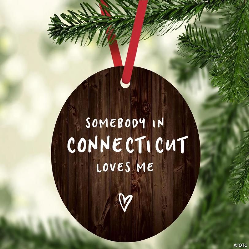 MDF Ornament Somebody Connecticut Loves | Oriental Trading