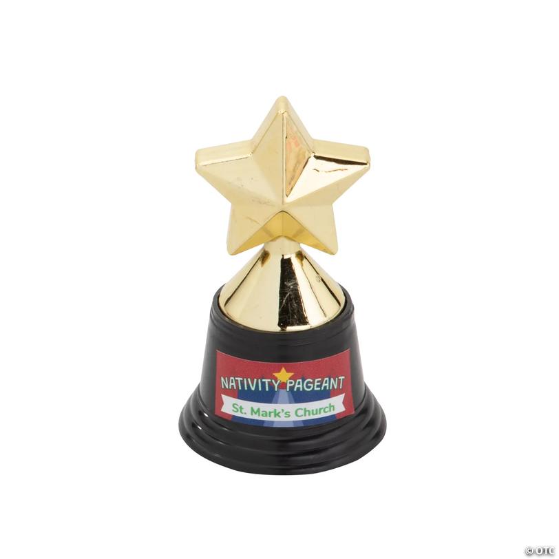 Personalized Nativity Pageant Religious Gold Star Award Trophies - 12 pc Image