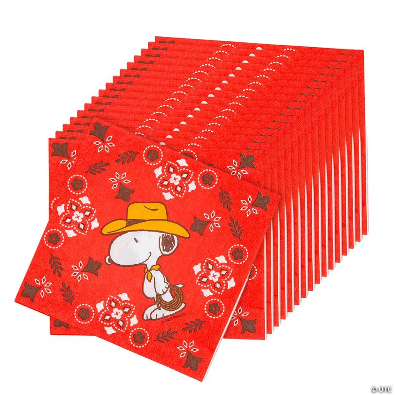 6 1/2" Peanuts<sup>&amp;#174;</sup> Western Snoopy Disposable Paper Luncheon Napkins - 24 Ct. Image
