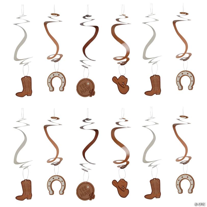 32" Western Party Hanging Swirl Decorations - 12 Pc. Image