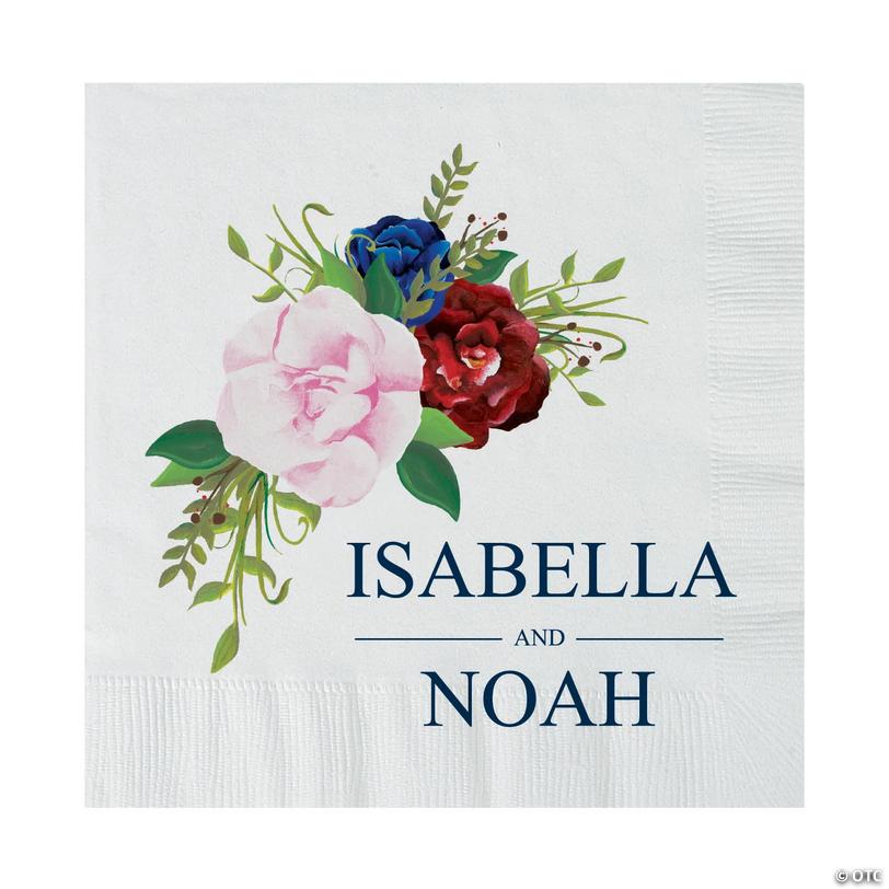 Bulk 50 Ct. Personalized Burgundy Blush Luncheon Napkins Image