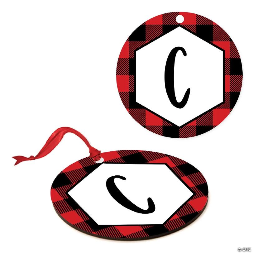 MDF Wood Ornament Red Plaid Letter C | Oriental Trading