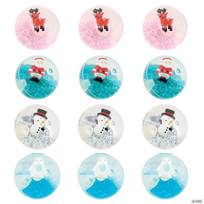 2 1/4" Christmas Character Glitter-Filled Water Bouncy Balls - 12 Pc. - Less Than Perfect Image