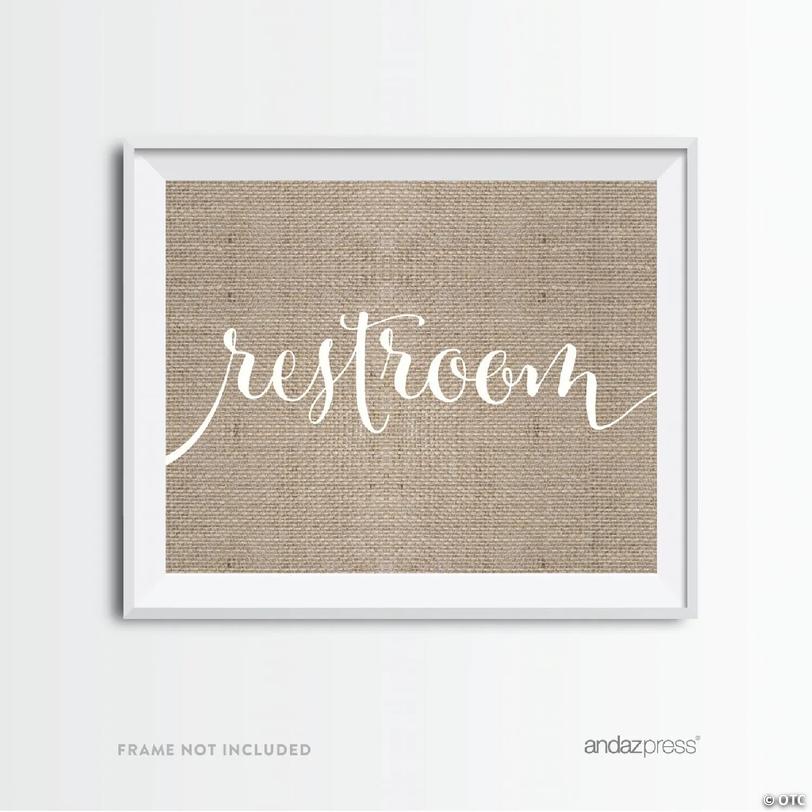 Country Chic Burlap Restroom Sign 8.5x11 | Oriental Trading