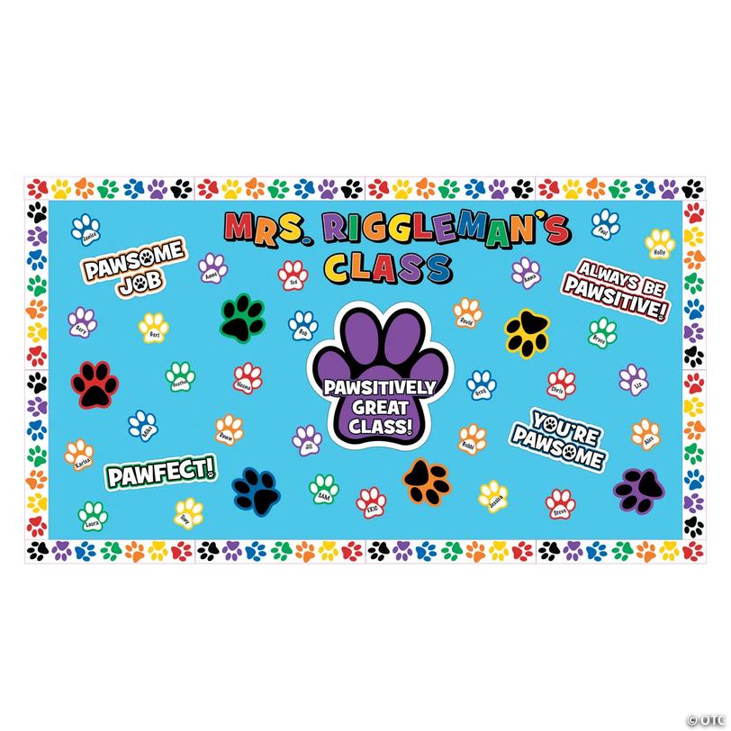 2" - 6" Inspirational Paw Print Cardstock Bulletin Board Set - 20 Pc. Image